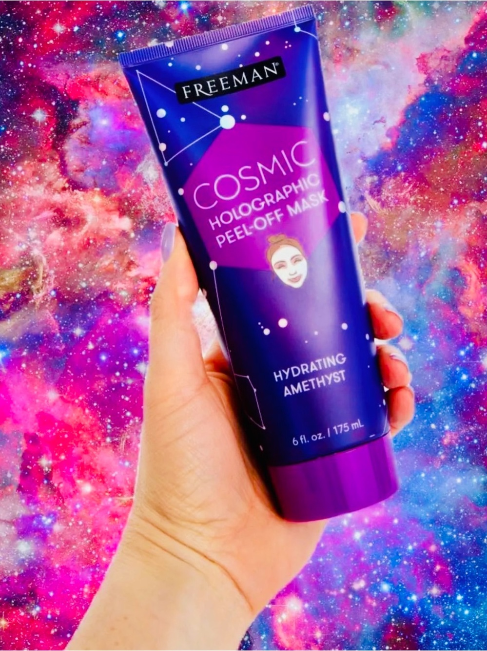 FREEMAN Cosmic Holographic Hydrating Pearly Purple Amethyst Peel Off Facial Mask